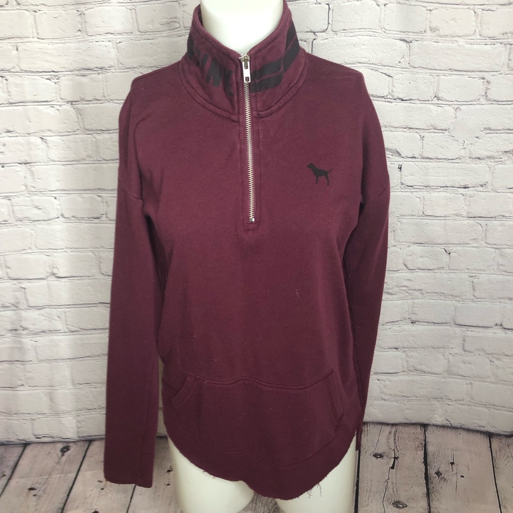 Victoria secret pink burgundy 1/4 zip sweatshirt size XS